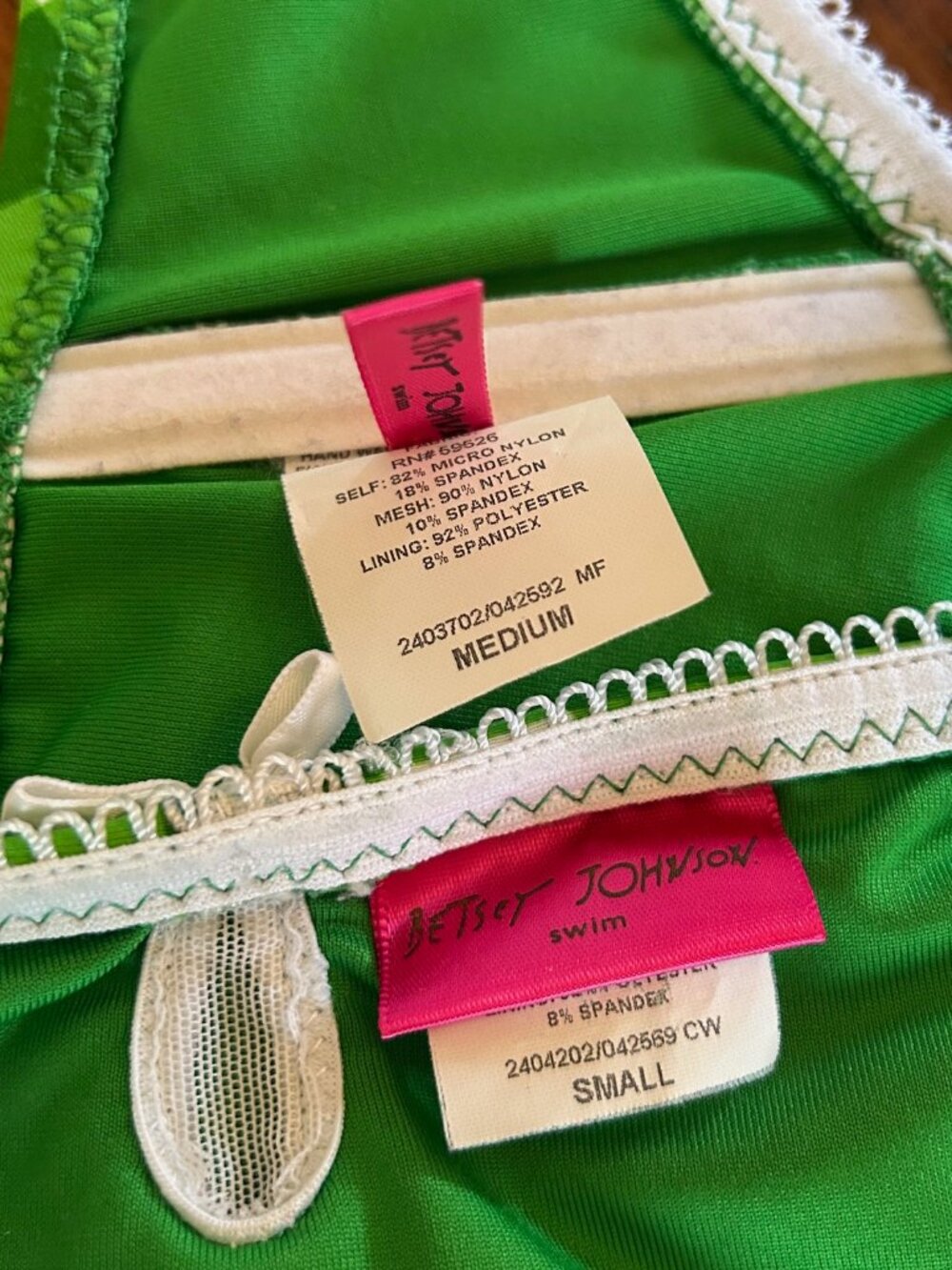 Vintage Betsey Johnson Green Gingham Strapless Halter Bikini Set - Picture 9 of 9